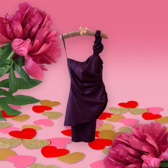 Women's Onyx One Shoulder Rouched Short Boutique Dress Size 6 - Picture 1 of 5